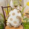 Happy Easter Shaped Throw Pillow, Plush Sherpa Egg Pillow with Bunny Ears & Tail, Soft Velvet Easter Pillow with Mottled Polka Dot